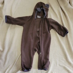 Columbia Brown Tiny Bear Fleece Bunting Winter Suit Size 6-12 Months Infant - Picture 1 of 7