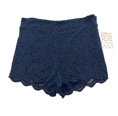 Mini Pantalones Cortos Free People Damas Azul Medianoche Floral Encaje Borde Festoneado Talla 10 Foto 1 de 4