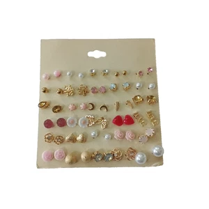 NWOT Fashion Jewelry Earring set 30 pcs set Brass Plated multicolor - Picture 1 of 9