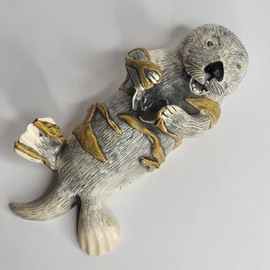 Sea Otter Fine Art Sculpture GH Cook Company Hand Carved Cultured Ivory Figurine - Picture 1 of 7