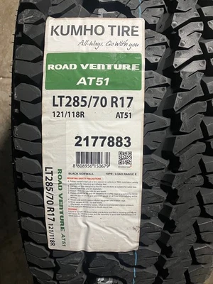 4 New LT 285 70 17 LRE 10 Ply Kumho Road Venture AT51 All Terrain Tires - Image 1 of 4
