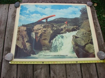 Vintage Large Grain Belt Beer Advertising Poster Men Portage Scene - Image 1 of 4