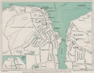 COWES vintage town/city plan. Isle of Wight. WARD LOCK 1948 old vintage map - Picture 1 of 1