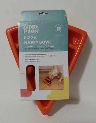 Zippy Paws Pizza Happy Bowl Orange Slow Feeder / 4 Cups - NEW - Image 1 of 4