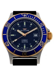 GLYCINE Combat GL0089 Automatic Blue Dial SS Rubber Men's Watch - Picture 1 of 4