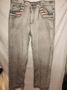 Old Skool Jeans Herren 38 Baggy Straight American Flag Light Wash Y2K Vintage 90er - Bild 1 von 9
