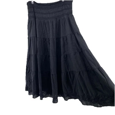 Falda de algodón negra Lauren Ralph Lauren con capas pradera para mujer M bordada de gasa Foto 1 de 4