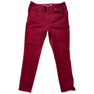 Pantalones elásticos Seven 7 para mujer tiro alto ajustados rojo oscuro talla 16 pierna cónica LEER Foto 1 de 4