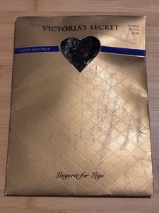 Lencería vintage Victoria’s Secrets de encaje hasta los muslos negra azabache talla mediana - Imagen 1 de 2