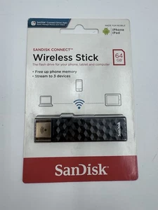 SanDisk CONNECT Wireless Stick 64GB Wifi USB Drive SDWS4 NEW SEALED - Picture 1 of 7