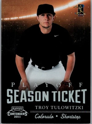 2011 Playoff Contenders Season Tickets Troy Tulowitzki XRC Playoff Tickets /99 - Image 1 of 2