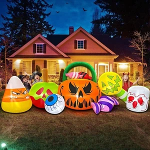 Zucca di Halloween gonfiabile 10 piedi fantasma combo LED gonfiabile decorazioni illuminate - Foto 1 di 6