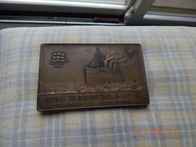 Великолепное латунное рекламное пресс-папье JAMES ELWELL & CO NEW YORK W & H CO. - Изображение 1 из 3