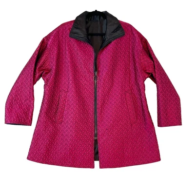 Abrigo Chaqueta Para Mujer Mycra Pac S/M Rosa Fucsia Negro Reversible Elegante Noche Foto 1 de 4