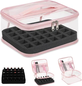 Clear Nail Polish Organizer Holds 30 Bottles PVC Nail Polish Case See-Through Na - Picture 1 of 12