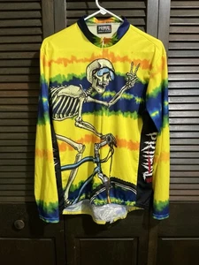 Primal Wear Grateful Tread Dead Jersey Mens Skeleton Yellow Cycling Shirt Sz XL - Picture 1 of 6
