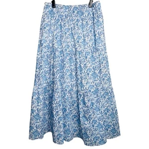 J.McLaughlin Ophelia Blue Voile Floral Tiered Ruffle Maxi Skirt Womens Medium - Picture 1 of 7