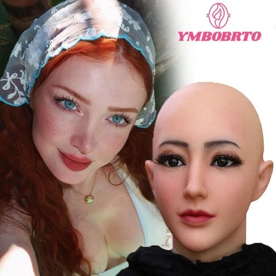 Silicone Realistic Female Face Mask Crossdresser Head Mask For women For Cosplay - Image 1 of 4