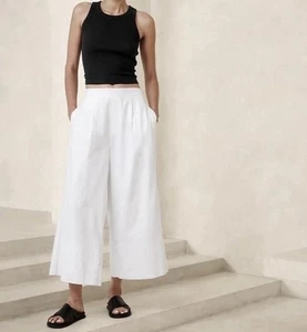 Pantalones plisados cortos de pierna ancha crema Banana Republic para mujer talla 14 nuevos con etiquetas - Imagen 1 de 9