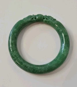 Vintage Apple Jade Chinese Dragons Bangle Bracelet - Picture 1 of 12