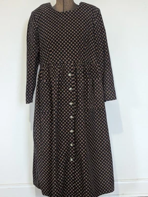 Vestido Midi De Colección S Roberts Años 90 Y2K Pana Talla 14/16 Cierre Trasero Bolsillos Algodón Foto 1 de 4