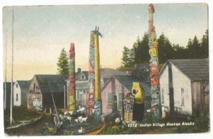 Postal Howkan, AK Alaska 1909, tótem de pueblo indio, Dawson City, Canadá - Imagen 1 de 2