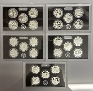 2015, 2016,2017,2018, Reverse 18 SLV Proof Quarter Sets- 5 Set Lot - No Box/COA - Picture 1 of 2