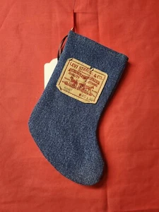 Medias de Navidad 9.5" Azul Jean Denim Western Vaquero Cuero Etiqueta Reciclado - Imagen 1 de 3