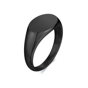 9mm Black Plating Oval Polished Band Stainless Steel Womens Wedding Ring Sz 7-10 - Imagen 1 de 10