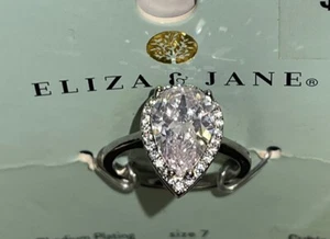 Eliza & Jane Cubic Zirconia Size 7 Ring Rhodium Plating CG-2 - Picture 1 of 9