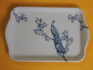Ambiente 1x Tablett PFAU blau 13 x 21 cm tray Vögel Vogel Royal - Picture 1 of 2