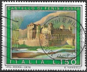 Italien 1976 Mi-1527 Schloss Fenis im Aostatal Briefmarke 150Lire (XD5807) - Picture 1 of 2