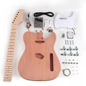 DIY 6String Electric tele Guitar Kit Mahogany Body maple Fingerboard hardware - Picture 1 of 6