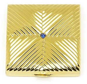 Estee Lauder Solid Perfume Powder Compact "Golden Pleats" Mint Condition - Picture 1 of 1