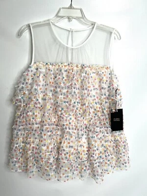 Halogen x Atlantic Pacific DOT TULLE TOP, Sleeveless Wmn's Sz Large (12-14) - Image 1 of 4