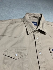 Vtg Wrangler Brushpopper Pearl Snap Mens Shirt XL Button Down Cowboy - Picture 1 of 17