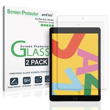 iPad 10.2" Screen Protector - amFilm Tempered Glass for iPad 7/8th Gen (2 Pack)