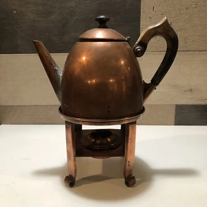 Antique S STERNAU & CO Copper Coffee Tea Pot Sterno Burner Patents 1908 & 1892 - Picture 1 of 8