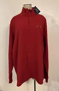 New Polo Ralph Lauren Mens Quarter Zip Estate Rib Sweater Size Large Red - Picture 1 of 8