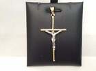 10K Yellow Real Gold Tube Cross Crucifix Jesus130 Gr Religious Charm Pendant
