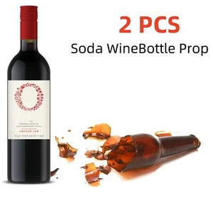 2 Pack Props Breakaway Standard Soda Bottle Prop Fake Glass Red Wine Bottles - Picture 1 of 3