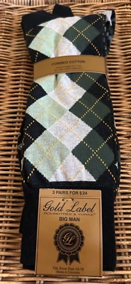 Calcetines Roundtree & Yorke Gold Label multicolor grandes y altos para hombre talla 13-16 XL nuevos con etiquetas Foto 1 de 4