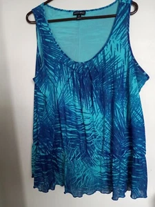 Fashion Bug Damen 2X Tanktop blau Stretch ärmellose Bluse - Bild 1 von 3