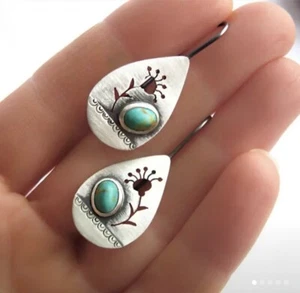 NEW Women's Fashion Jewelry  Accessories Synthetic Turquoise Gems Earrings - Picture 1 of 5