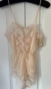 NWT BARBIZON Barbie Pink Teddy Baby Romper Bodysuit Satin Nylon Lace Small W8 - Picture 1 of 8