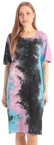 Womens Cotton Short Sleeve Nightgown SleepDress 5X Plus TieDye Blue Purple Black - Picture 1 of 3