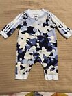 Adidas Infant Blue Camo Camouflage One Piece Jumpsuit Outfit 3 Months Zip Front