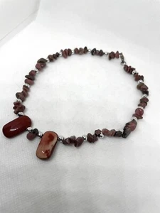 Rhodonite Beaded Choker Necklace Healing Pink/Red - Picture 1 of 4