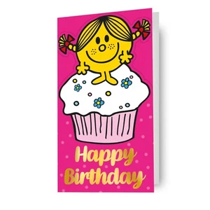 Birthday Card Mr Men & Little Miss Girls Cupcake Birthday Card Includes Envelope - Picture 1 of 7