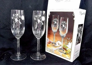 8" Fine Stemware Toasting Flutes Glasses Crystal Clear Expressions 6oz Cup JAPAN - Picture 1 of 12